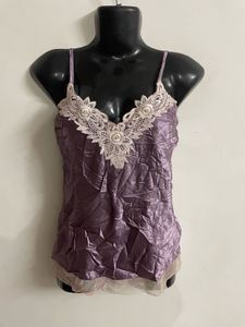 Puple Vintage Cami With Lace