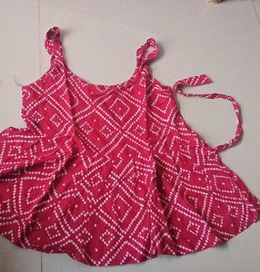 Perfect Dailyuse Red Bandhani Short Kurta