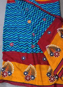 Blue Colourful Saree 💙