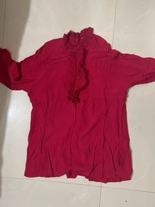 Color Nech Ruffle Top