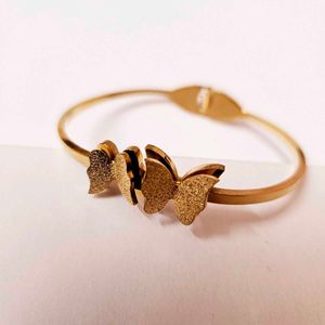 Golden Twin Butterfly Cuff Bracelet