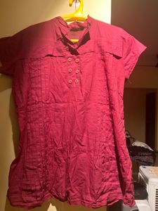 Maroon Buttoned Top