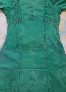 Rene green cotton kurta with 3 quarter sleeves