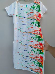 White Paint Splatter Printed Kurta