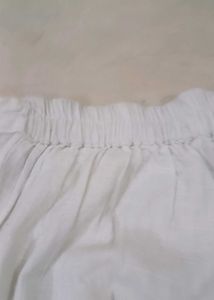 White Cotton Ethnic Ankle Pants With Pocket