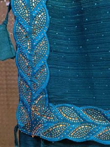 Beautiful Teal Blue Chiffon Georgette Saree with S