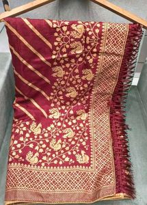 Elegant Red Striped Saree