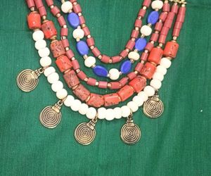 Red Blue And White Bohemian Necklace