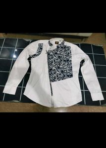 Stylish White &amp; Patterned Shirt