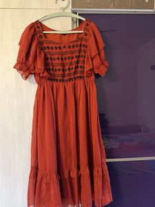 Elegant Maroon Embroidered Dress