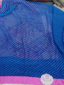 Pink &amp; Blue Floral Saree