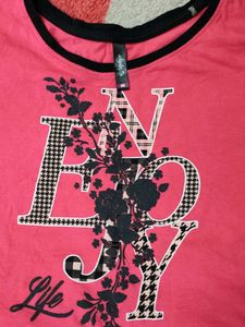 Pink Graphic Print crop /Tee