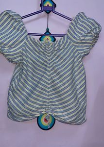 Striped Puff Sleeve Top