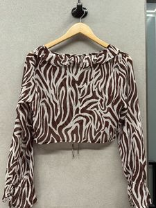 Zebra Print Ruffle Top