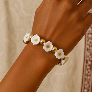 Floral & Gold Beaded Bracelet