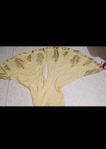 Long Koti With Crop Top Palazzo Triple Set