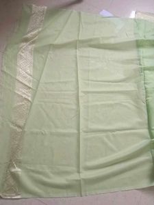 Pista Colour Saree With Attached Blouse Piece