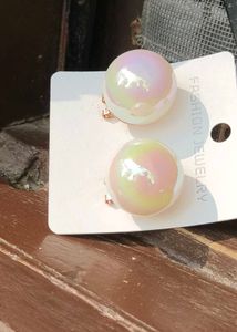 Oversized Rainbow Pearl Easy Back Closure Earrings