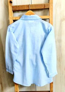 Sky Blue Embroidery Work Cotton Shirt Size-36