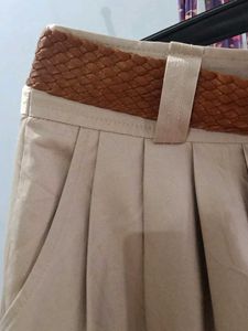 Beige Mini Skirt with Belt