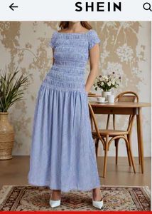 Blue Gingham Maxi Dress