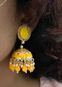 Yellow Jhumka Earrings
