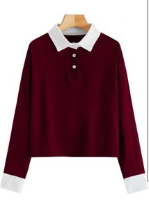 Classic Maroon Ribbed Polo Top