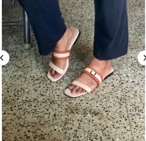 Stylish Beige &amp; Brown Slides