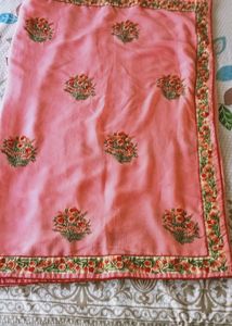 Elegant Pink Embroidered Saree