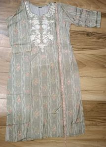 Pastel Green Embroidered Kurti.