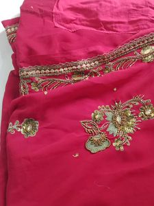 Red Embroidered Saree