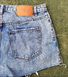 Pull N Bear Ripped Denim Shorts