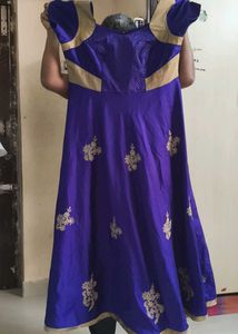 Elegant Purple & Gold Embroidered Dress