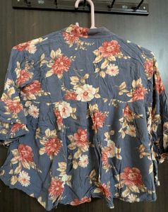 Powder Blue Floral Crop Top