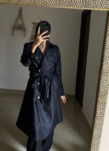 Dark BLUE Double breasted Trench Coat