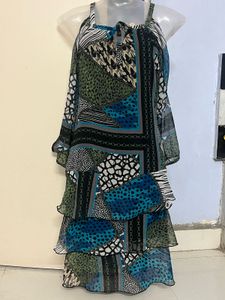 Pintrest Tiered Abstract Print Dress