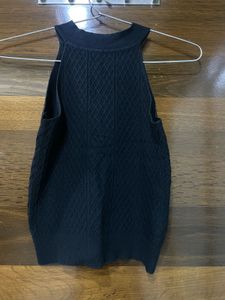 Black Knit Mock Neck Tank Top