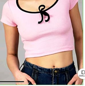 Pink Ribbed Crop Top