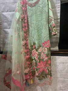 Mint Green Embroidered Kurti