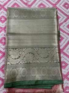 Elegant light pink and green combination saree