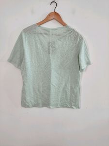 H&amp;M Mint Green Plain Casual Top (Women)
