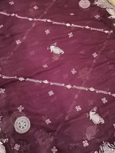 Vintage Poshak Maroon &amp; Silver Embellished Lehenga