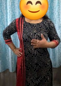 Beautiful Kurti In Black With Red Work Patches