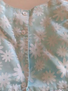 Beautiful Cyan Floral Kids Frock