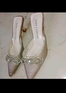 Bow Silver Heels