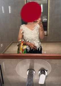 White Floral Embellished Tank Top