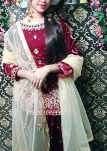 Viral Velvet top with sharara dupatta set