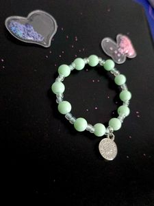 Mint Green Beaded Charm Bracelet