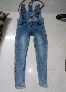 Jeans With Shoulder Belt For Girl