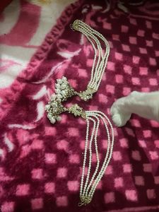 Pearl Jhumka Earring & Hair Chain Set